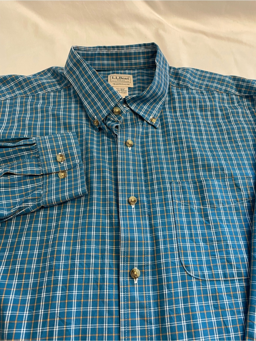 L.L. Bean Men’s Wrinkle-Free Twill Sport Shirt Plaid Button Down XL Regular